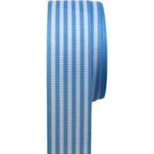 Tafta Çizgi Desen Kurdele 25 mm Mavi 1 Metre