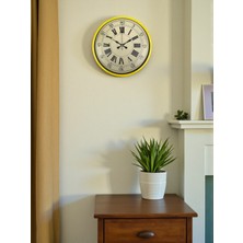 Zentime 36 cm Sarı Dekoratif Duvar Saati