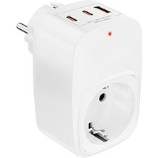 Starseven Akım Korumalı Priz 1x Priz, 2x Type-C, 1x USB Port Çıkışlı Tekli (Beyaz)
