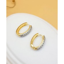 Nevoka Ellipse Işıltılı Gold & Silver Küpe