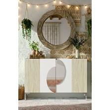 Yumedi Design KA1201BTS - Eylül Konsol ,Tv Sehpası , Çok Amaçlı Dolap, Kahve Köşesi 120CM Beyaz-Traverten -Silver