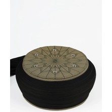 Sarıkhane Çocuk Talebe Sarığı-Siyah Kumaş-Yeşil Takke-Yuvarlak Sarım-Kuş Gözü-4 Metre (Züabeli)