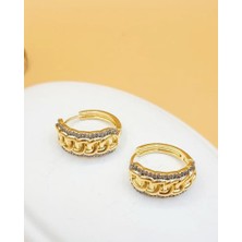 Nevoka Golden Chain Luxe Taşlı Halka Küpe