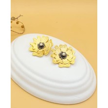 Nevoka Gold Silver Çiçek Altın Kaplama Tasarım Küpe