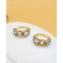 Nevoka Chain Zirkon Taşlı Gold Zincir Küpe