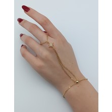 Lagül Aksesuar 316L Çelik Kararmaz Taşlı Kuzey Yıldız Detaylı Gold Şahmeran