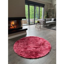 Doğuş Peluş Halı Batik Tavşan Fuşya Yumuşak Dokulu Peluş Halı Yuvarlak