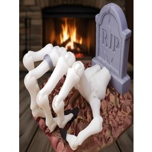 Generic Hareketli Eklemli Parmaklara Sahip Iskelet El – Mezar Taşı Kaideli 3D Baskı Dekoratif Anatomi Modeli, Gotik & Korku Temalı Masaüstü Koleksiyon Ürünü