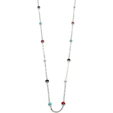 Royaleks Renkli Boncuklu Zincir Kolye - Gümüş