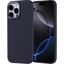 Canpay Apple iPhone 16 Pro Uyumlu Kılıf Ultra Ince Hafif Karbon Fiber Görünümlü Magsafe Şarjlı Kapak