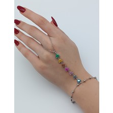 Lagül Aksesuar 316L Çelik Kararmaz Paslanmaz Renkli Taş Detaylı Silver Şahmeran