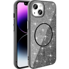 Canpay Apple iPhone 11 Uyumlu Kılıf Parlayan Simli Mücevher Görünümlü Mıknatıslı Magsafe Kapak
