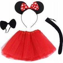 NW NessiWorld Minnie Mouse Kostüm Seti Etek Taç Kuyruk Papyon Gösteri Seti