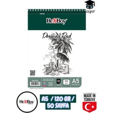 Seyfi Kırtasiye 14X20 cm A5 Eskiz Kara Kalem Çizim Defteri 120 gr Telli 50 Sayfa Herboy