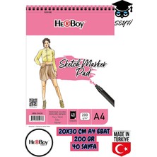 Seyfi Kırtasiye 20X30 cm A4 Eskiz Kara Kalem Çizim Defteri 200 gr Telli 40 Sayfa Herboy