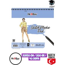 Seyfi Kırtasiye 20X20 Eskiz Kara Kalem Çizim Defteri 200 gr Telli 40 Sayfa Herboy