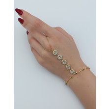 Lagül Aksesuar 316L Çelik Kararmaz Suya Dayanıklı Gold Taşlı Şahmeran