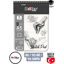 Seyfi Kırtasiye 14X20 cm A5 Eskiz Kara Kalem Çizim Defteri 90 gr Telli 40 Sayfa Herboy