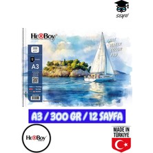 Seyfi Kırtasiye 30X40 cm A3 Sulu Boya Eskiz Kara Kalem Çizim Defteri 300 gr Telli 12 Sayfa Herboy