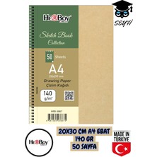 Seyfi Kırtasiye 20X30 cm A4 Eskiz Kara Kalem Çizim Defteri 140 gr Telli 50 Sayfa Herboy
