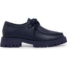 Zeytuk Casual Hakiki Deri Lacivert Kadın Ayakkabı