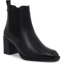 Zeytuk Topuklu Hakiki Deri Siyah Kadın Bot