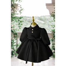 Musgem Özel Tasarım Siyah Uzun Kol Yılbaşı Model Kız Çocuk Abiye Elbise