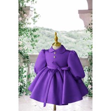 Musgem Özel Tasarım Mor Uzun Kol Yılbaşı Model Kız Çocuk Abiye Elbise