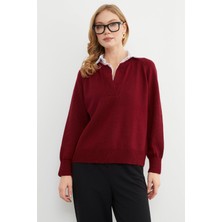 FullaModa Basic Gömlek Yaka Triko Kazak