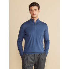 Brooks Brothers Bato Yaka Standart Mavi Melanj Erkek Kazak BBFW24MKL026