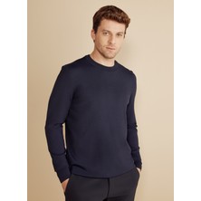 Brooks Brothers Bisiklet Yaka Standart Lacivert Erkek Kazak BBFW25MKL014