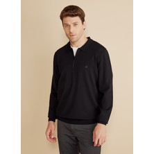 Brooks Brothers Polo Yaka Standart Siyah Erkek Kazak BBFW25MKL007