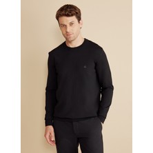 Brooks Brothers Siyah Erkek Bisiklet Yaka Standart Kazak BBFW25MKL014