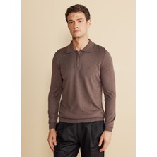 Brooks Brothers Polo Yaka Standart Kahve Erkek Kazak BBFW25MKL023