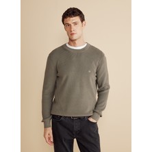 Brooks Brothers Bisiklet Yaka Standart Haki Erkek Kazak BBFW25MKL013