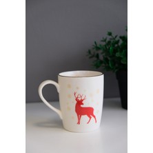 Tabak Evi Porselen Altın Yaldızlı Geyik Kulplu Mug Kupa 9cm 220ML Tekli