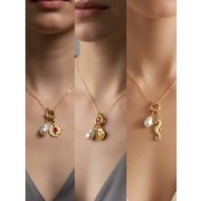 NKT Collection Deniz Atı Midye Ay Güneş İncili Kolye