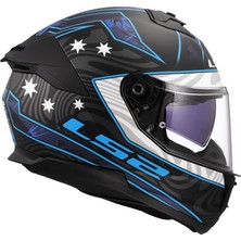 Ls2 Stream 2 Galdam Mat Siyah-Mavi Fullface Motosiklet Kaskı