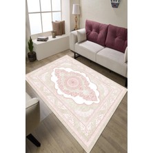 Pelura Halı Klasik Desenli Dijital Baskılı Kaymaz Taban Yıkanabilir Salon Halısı Oturma Odası Halısı