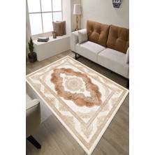 Pelura Halı Klasik Desenli Dijital Baskılı Kaymaz Taban Yıkanabilir Salon Halısı Oturma Odası Halısı