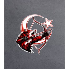 Sticker Usta Kurt Gökbörü Ay Yıldız Bayrak Sticker - Araba Oto Motosiklet Karavan Sticker - 00316