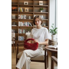 Puffpouch Mini Kol Çantası, Tavşan Tüyü Peluş Çanta, Kol Çantası