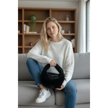 Plush Studio Puffpouch Mini Kol Çantası, Tavşan Tüyü Peluş Çanta, Kol Çantası