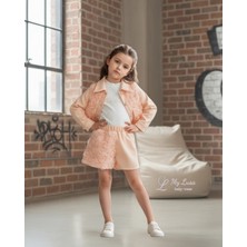 My Lusa Baby Bingül Kız Çocuk 3’lü Gül Detaylı Takım – Ceket, Penye ve Şort | 2-5 Yaş