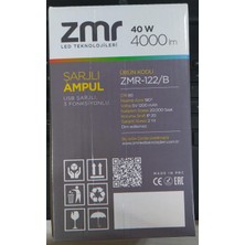 Zmr 40W USB Şarjlı 3 Fonksiyonlu LED Beyaz Ampul