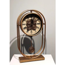 Livenda Özel Tasarım Metal  Çarklı Masa Saati ALK5128