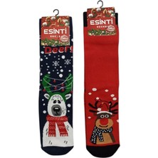 Sones Kozmetik Ikili Esinti Unisex Noel Çorabı Renkli Kokulu Desenli Hediyelik Yılbaşı Erkek Kadın Uzun Çorap Tekli