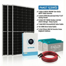 Tsm Veratech Solar Enerji Bahçe Evi Paketi 3kva Inverter 1250W Güneş Paneli 300AH Jel Akü