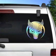 Sticker Usta Börü Sticker - Hologramlı Janjanlı Gökbörü Kurt Hilal Sticker - Araba Oto Cam Motosiklet Karavan Sticker - 00238