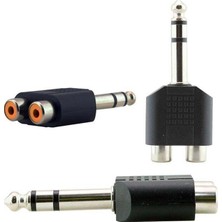 6.3 mm Stereo Erkek - 2 Rca Dişi Çevirici Jack